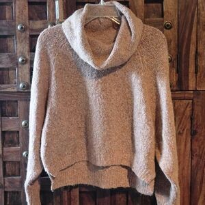 Cozy Oversized Cowl Neck Sweater - Blush